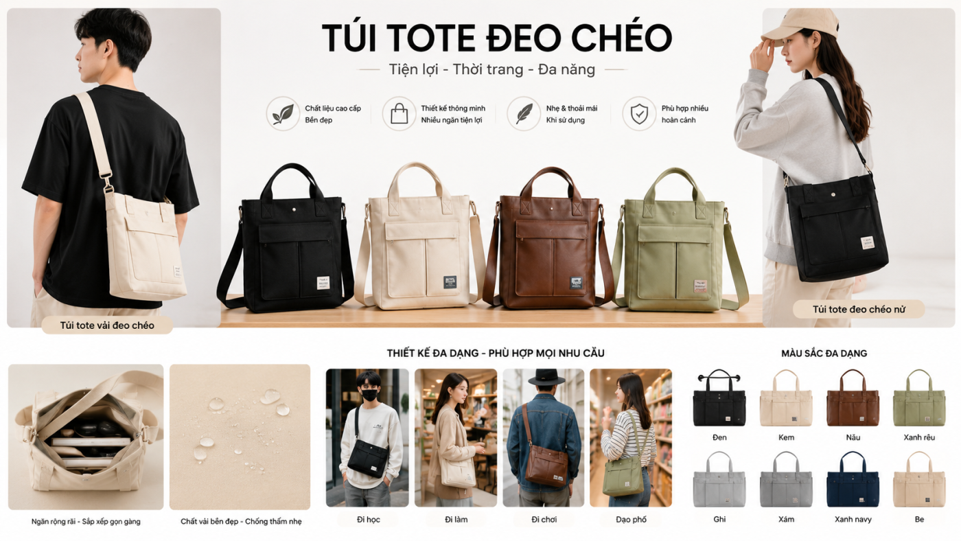 Bộ sưu tập túi tote đeo chéo mang lại điểm nhấn cho outfit của bạn