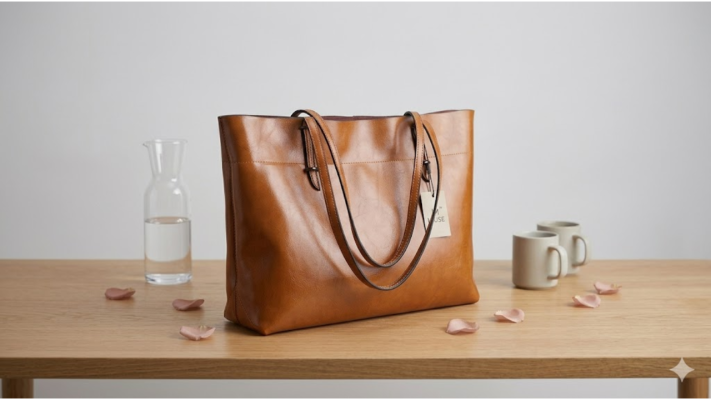 Túi tote da thật nâu caramel cao cấp